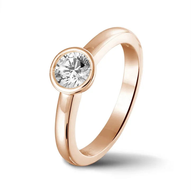 0.70 quilates anillo solitario en oro rojo con un diamante redondo 