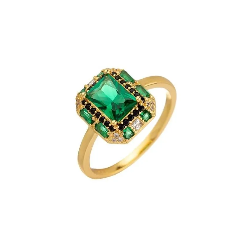 Anillo AGATHA PARIS con circonita verde rctangular de MARIA POMBO