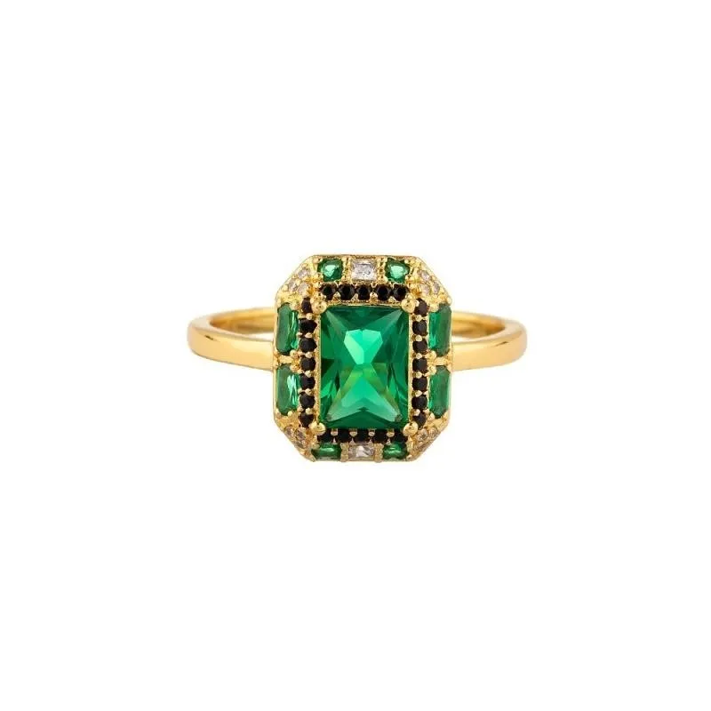 Anillo AGATHA PARIS con circonita verde rctangular de MARIA POMBO