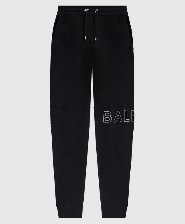 Balmain Black joggers with textured logo