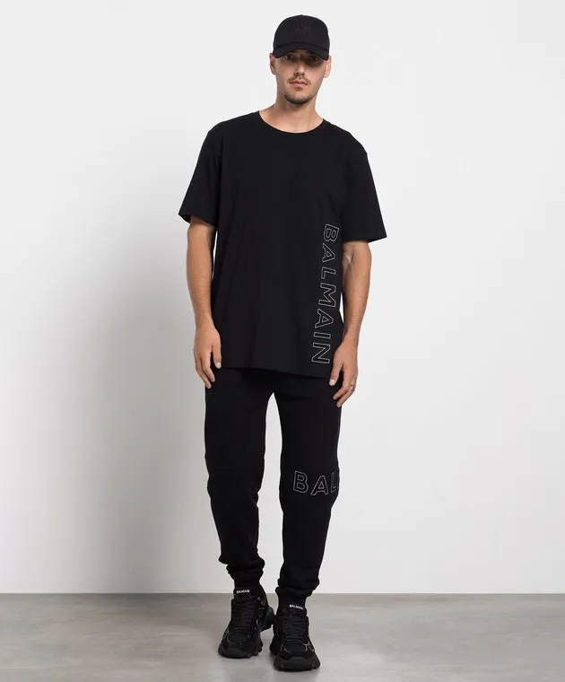 Balmain Black joggers with textured logo