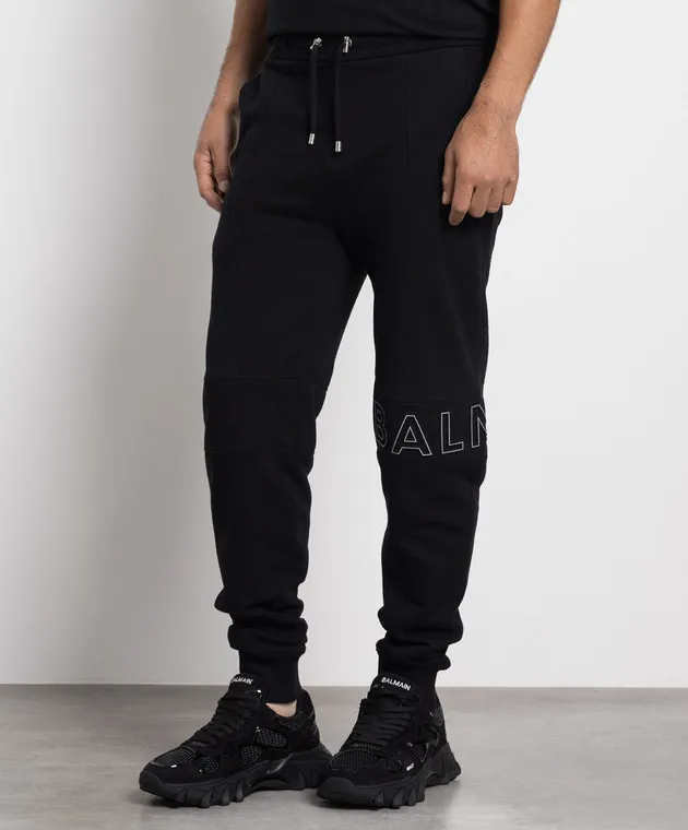 Balmain Black joggers with textured logo