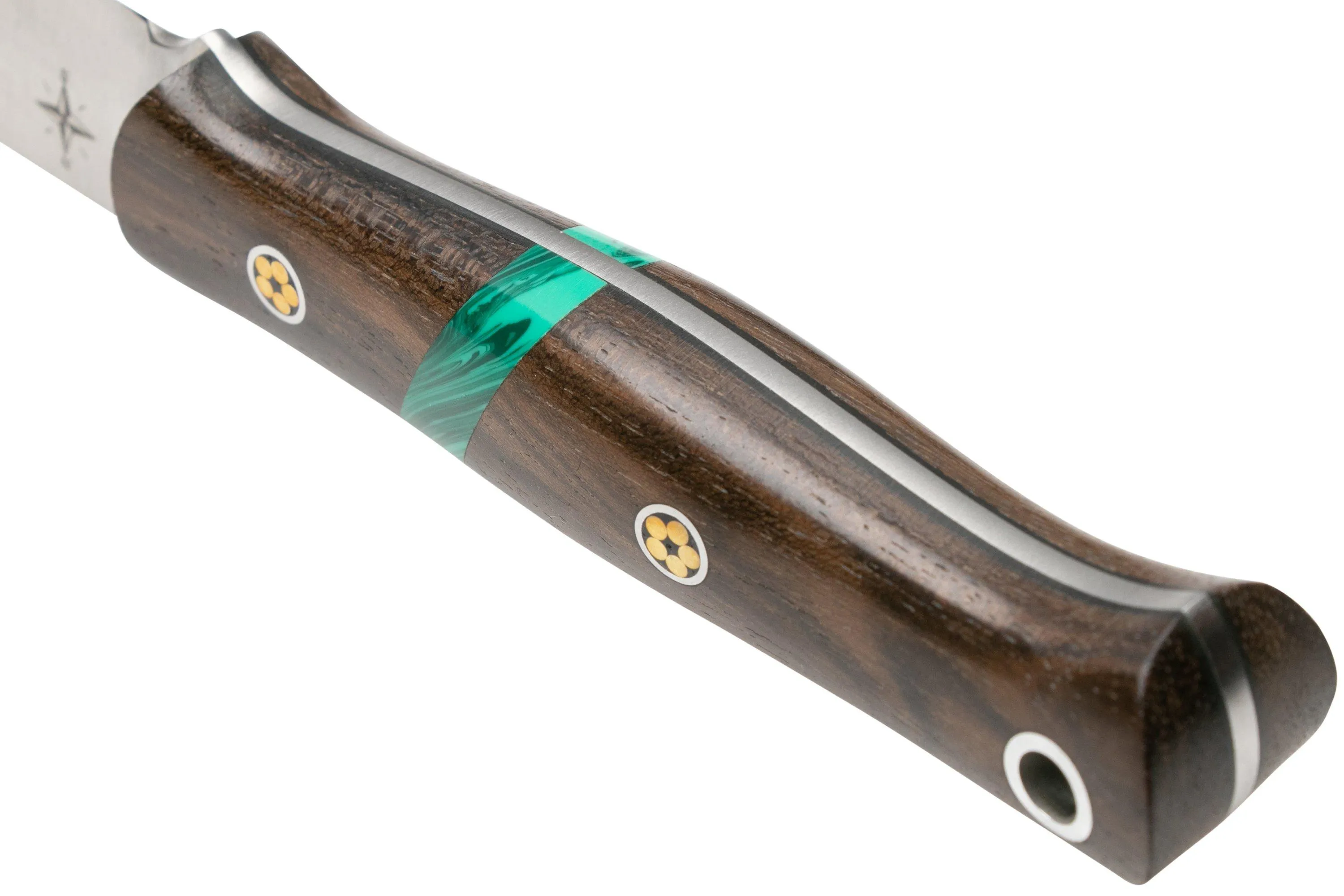 BARK RIVER ULTRALITE BUSHCRAFTER CPM 3V ZERICOTE, JADE MALACHITE SPACER, BLACK LINERS, MOSAIC PINS