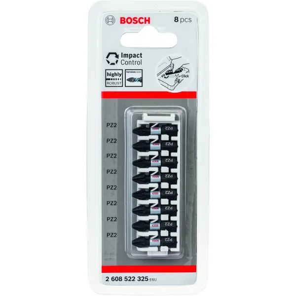 BOSCH  2608522325  JUEGOCABEZAS DE TORNILLO, PERFIL PZ2, 8 PIEZAS