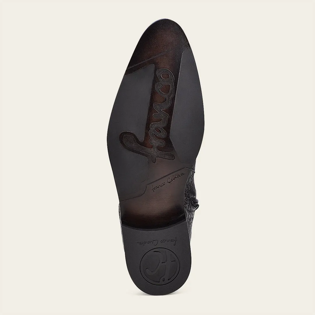Bota de vestir en piel genuina de caimán para caballero