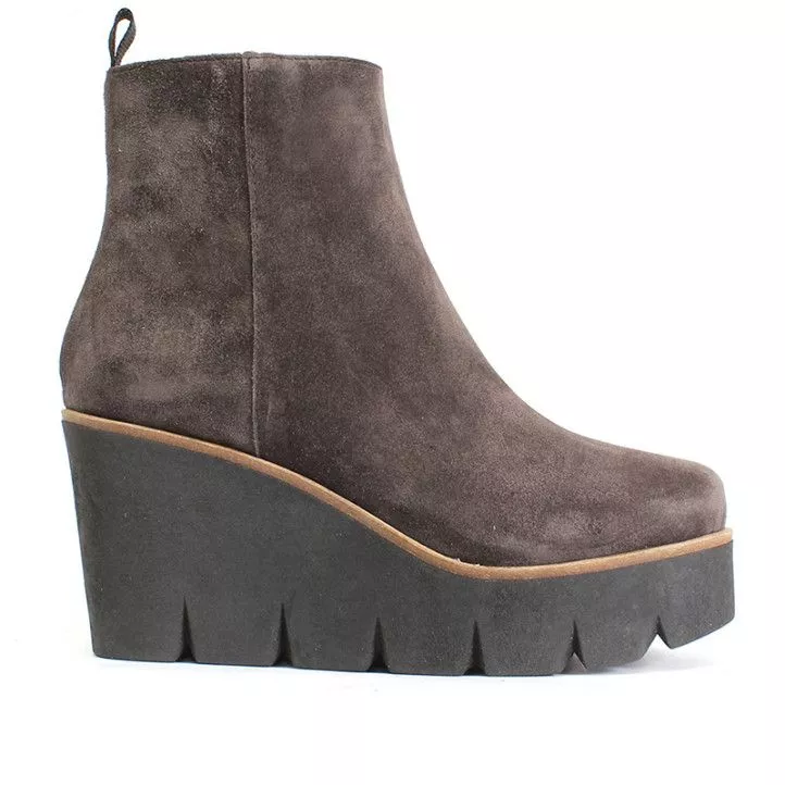 Botines plataforma Alpe grises con cuña dentada