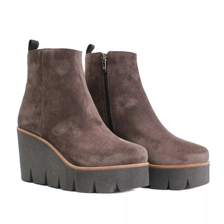 Botines plataforma Alpe grises con cuña dentada