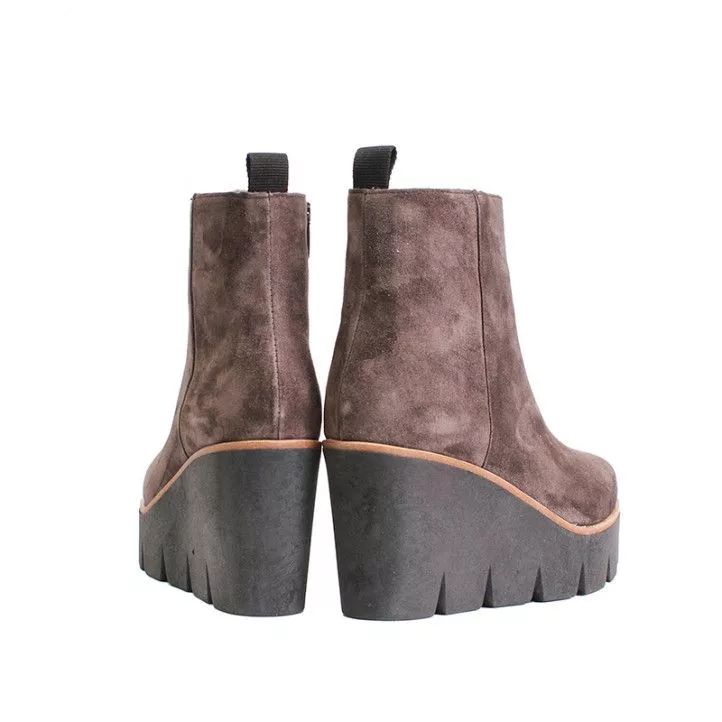 Botines plataforma Alpe grises con cuña dentada