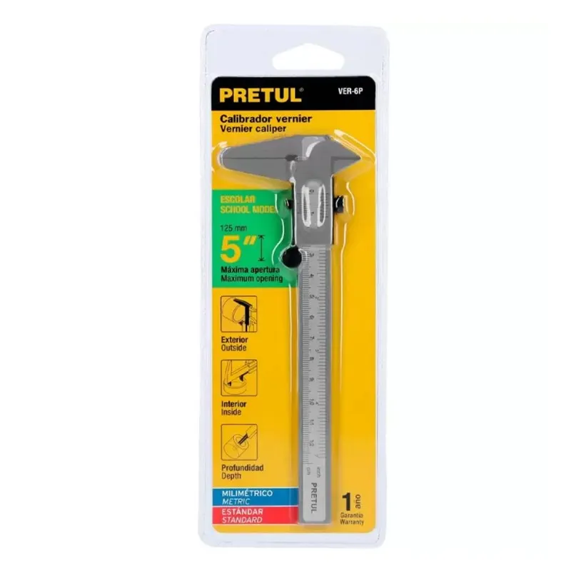 CALIBRADOR VERNIER ESCOLAR 5" PRETUL VER6P
