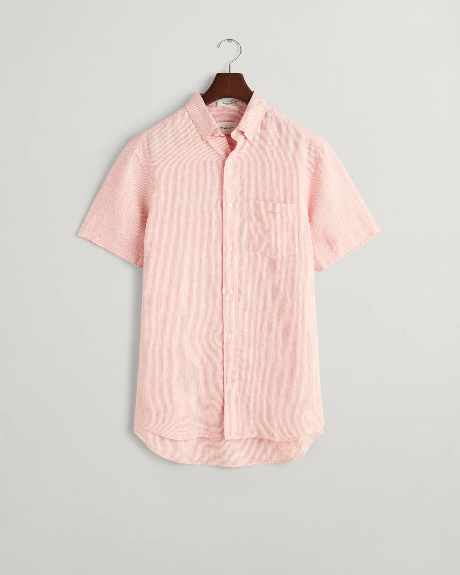 Camisa Regular Fit de manga corta y lino a rayas