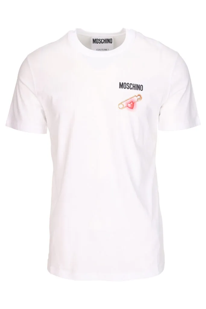 Camiseta blanca con minilogo corazón de neón