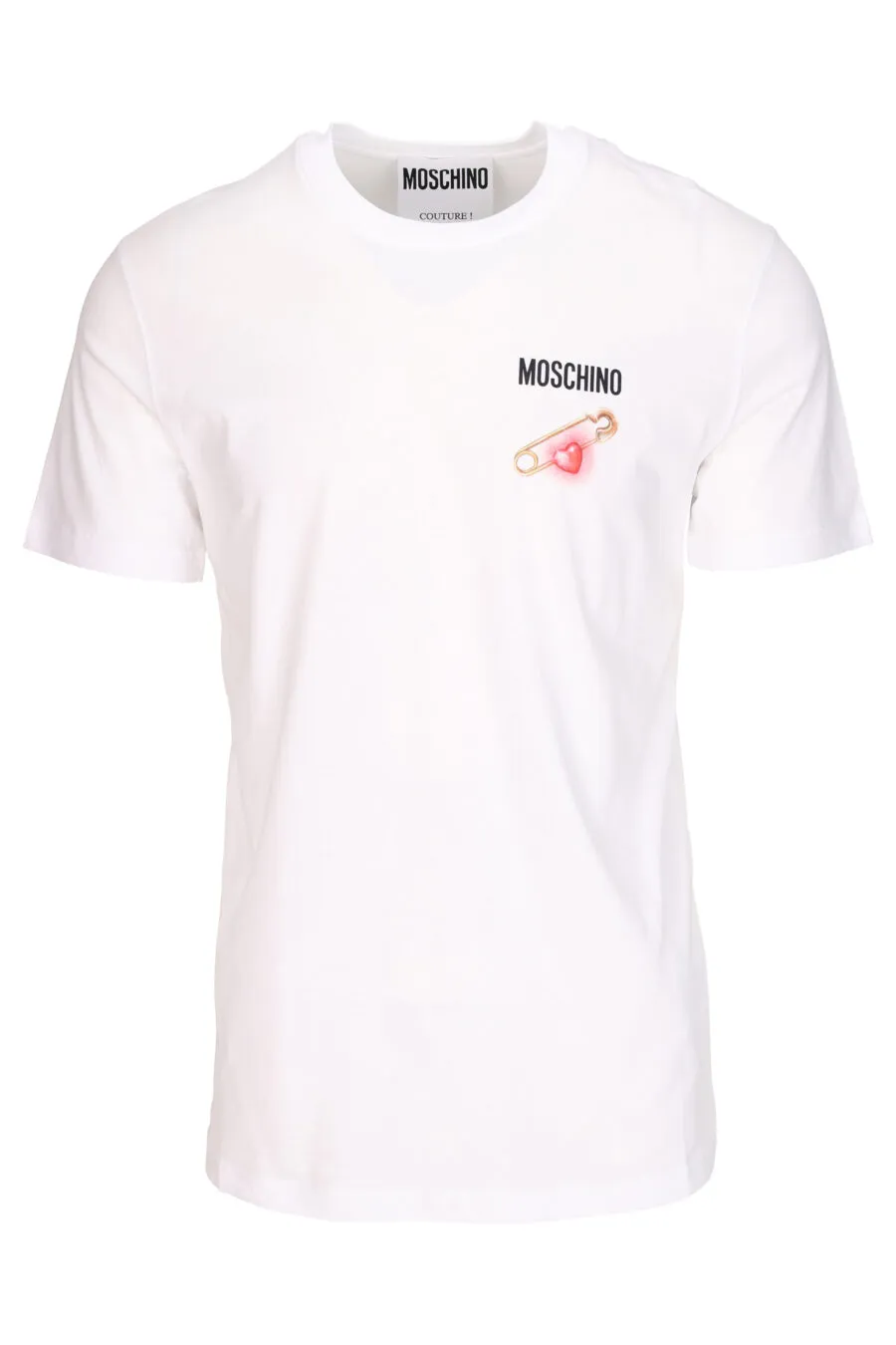Camiseta blanca con minilogo corazón de neón