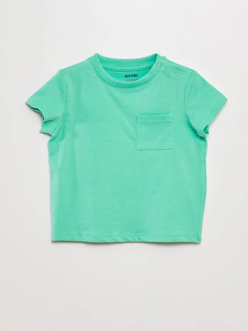 CAMISETA DE MANGA CORTA CON BOLSILLOS  VERDE