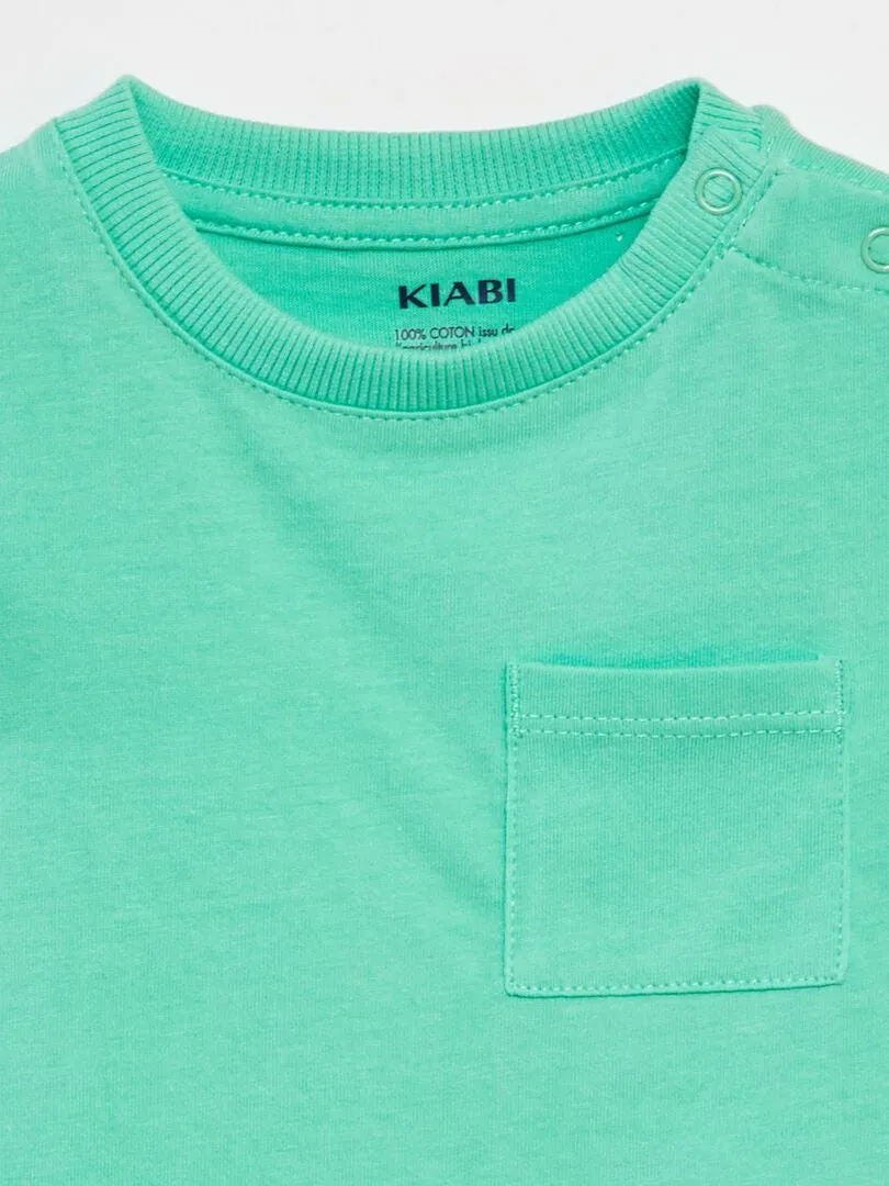 CAMISETA DE MANGA CORTA CON BOLSILLOS  VERDE