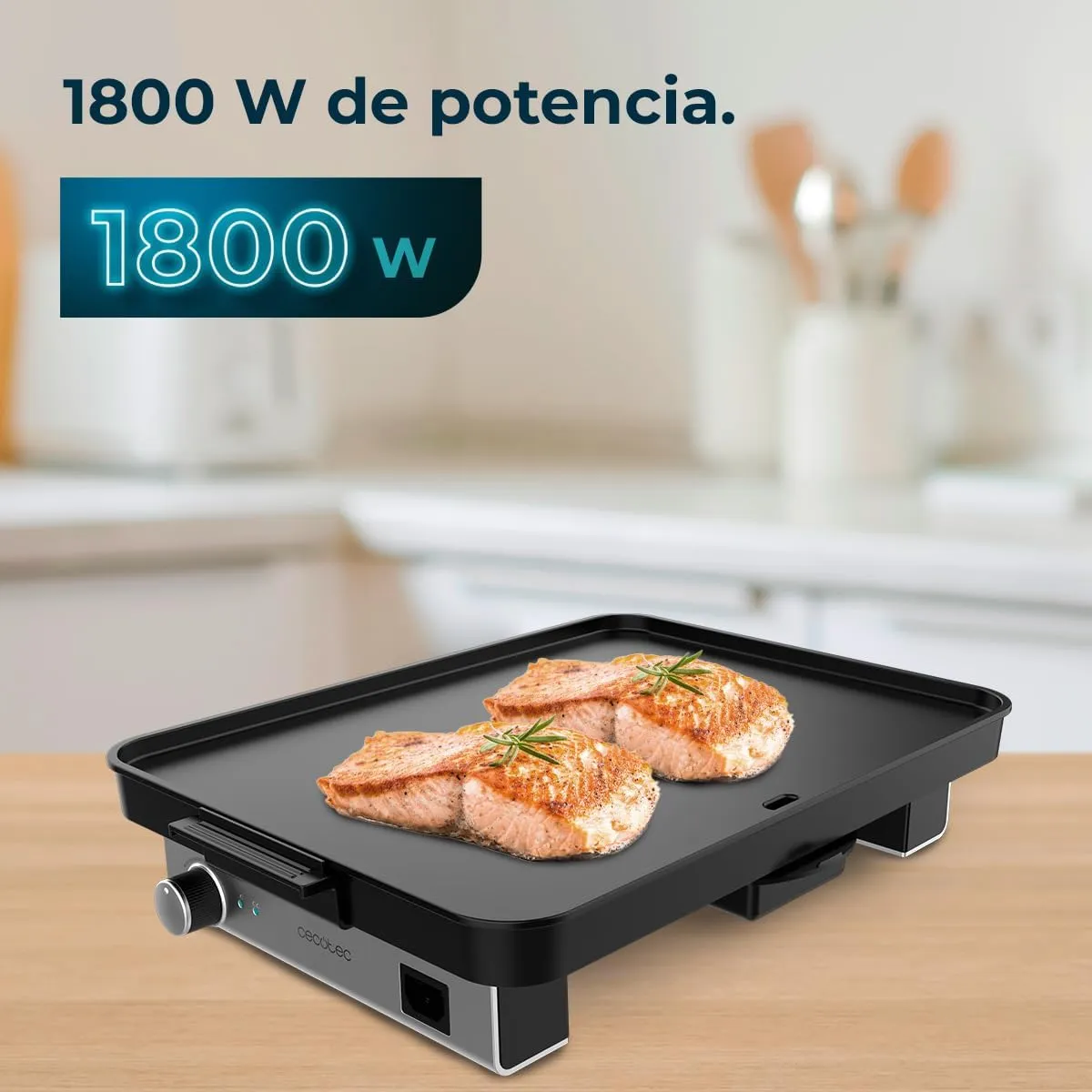 Cecotec Plancha de Asar Eléctrica con Piezas Magnéticas Desmontables Magnet 1800. Plancha de Cocina Grill con 1800W  Aluminio Co