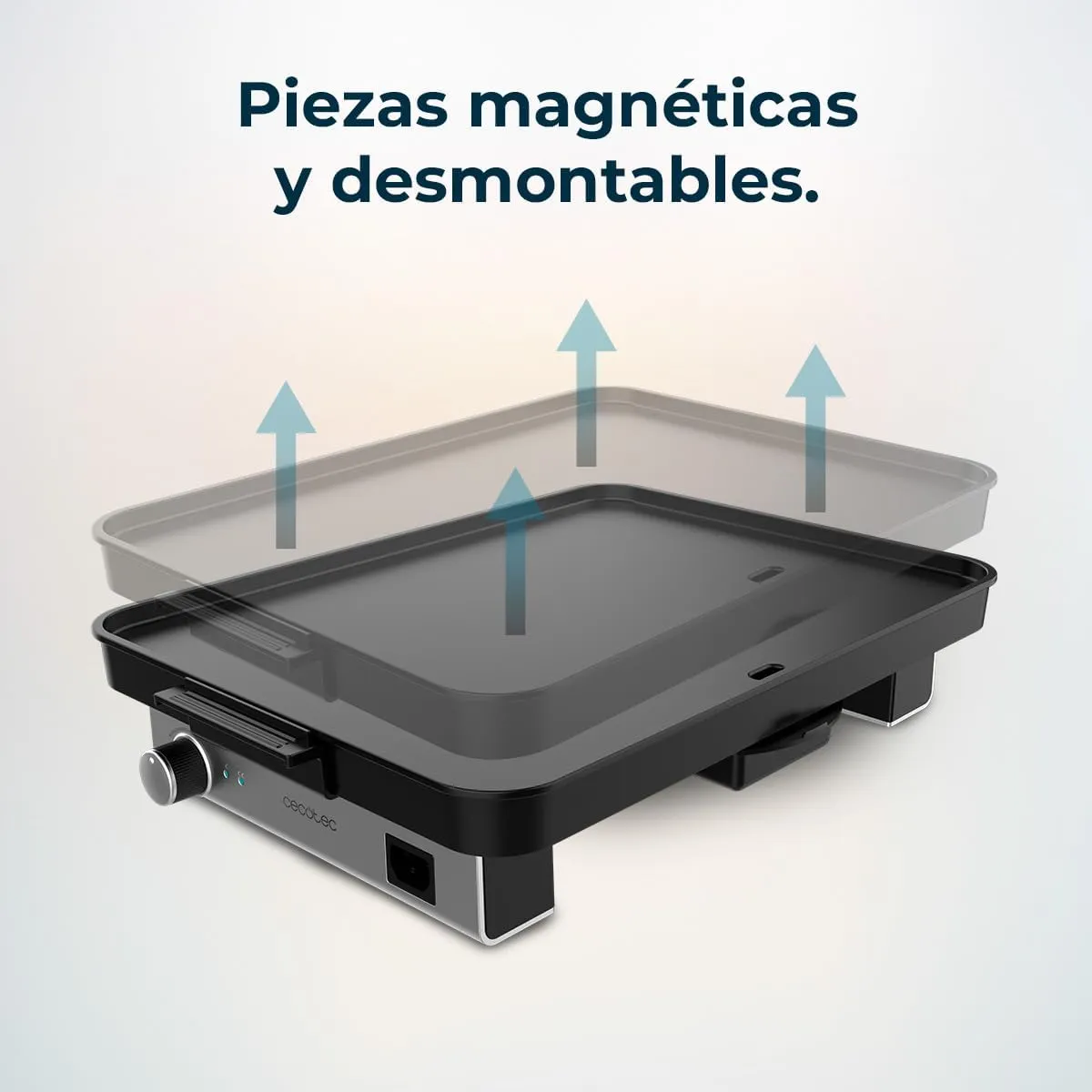 Cecotec Plancha de Asar Eléctrica con Piezas Magnéticas Desmontables Magnet 1800. Plancha de Cocina Grill con 1800W  Aluminio Co