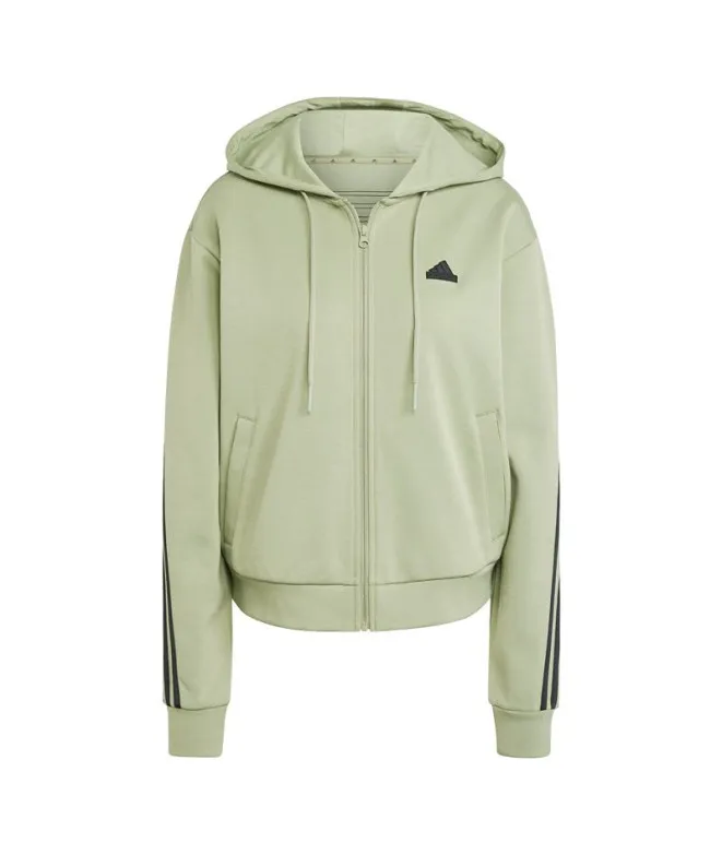 Chaqueta adidas Future Icons 3 Bandas Full Zip Hoodie Mujer Verde