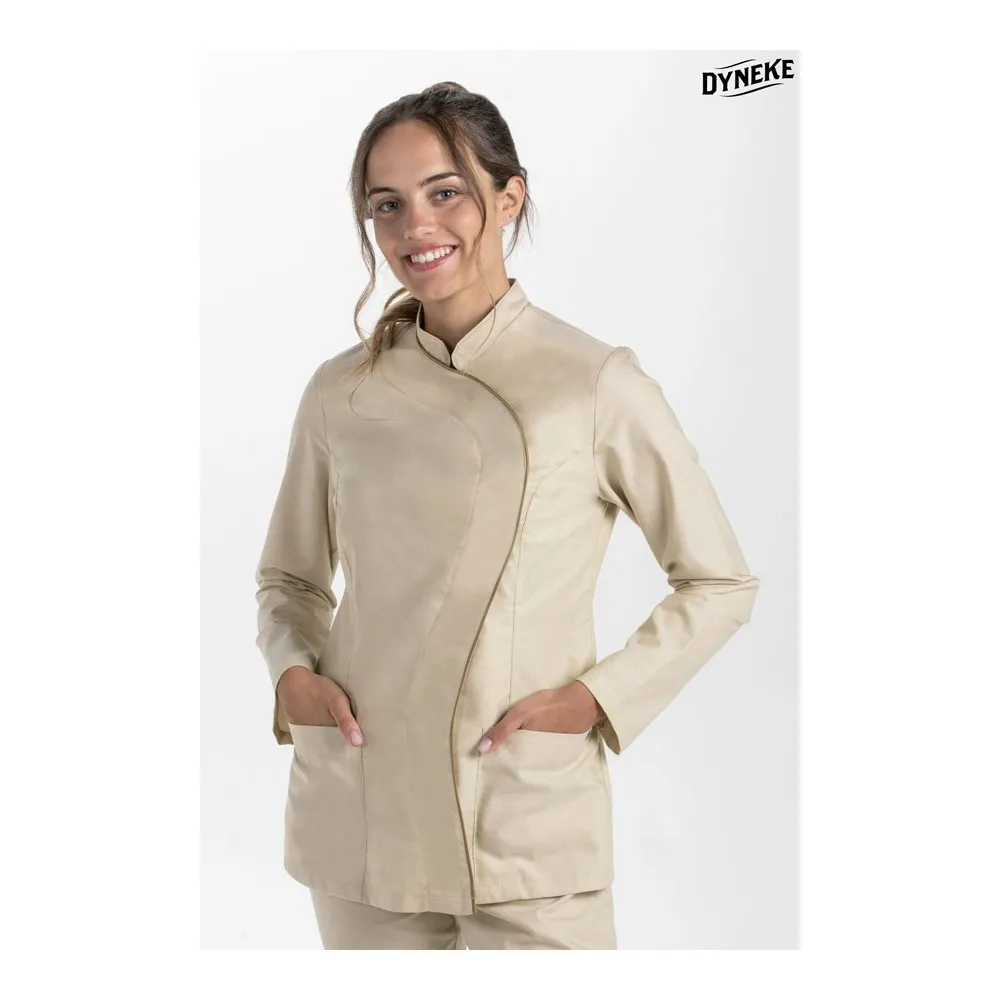 Chaqueta beig m/l cuello mao onda