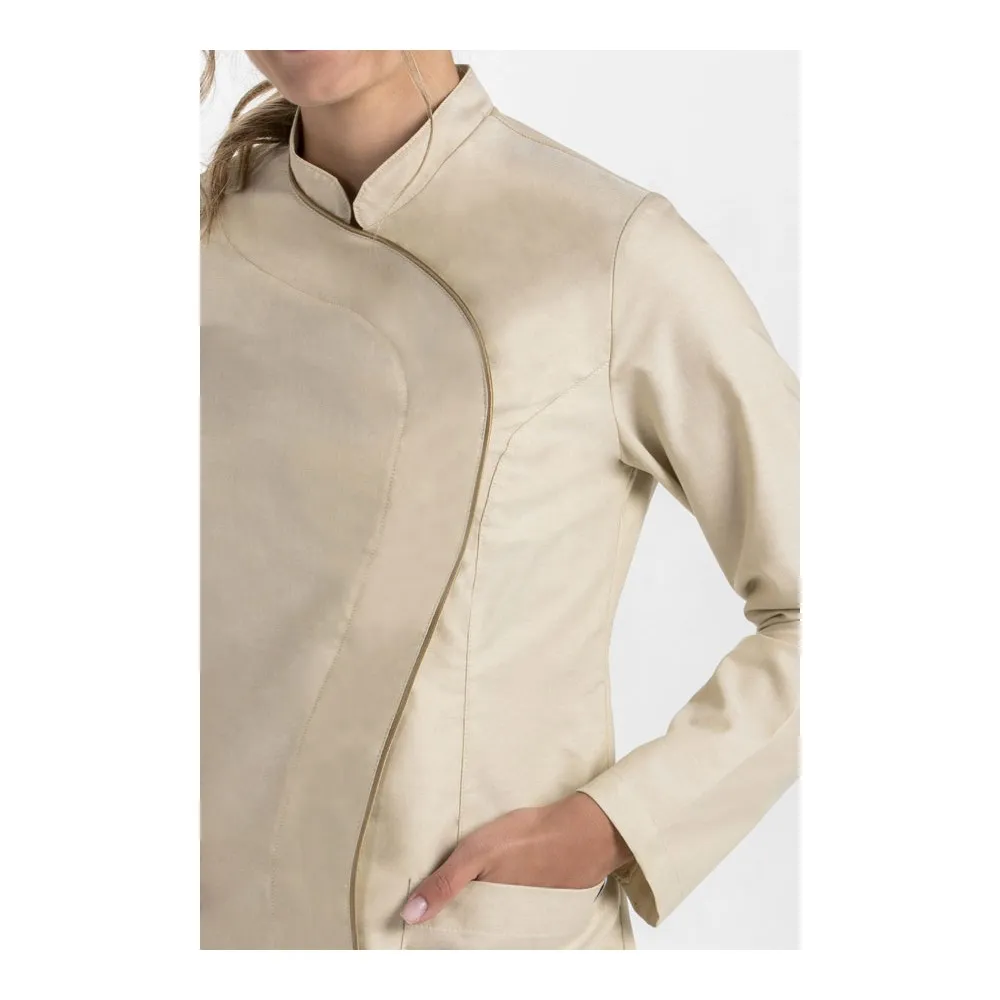 Chaqueta beig m/l cuello mao onda