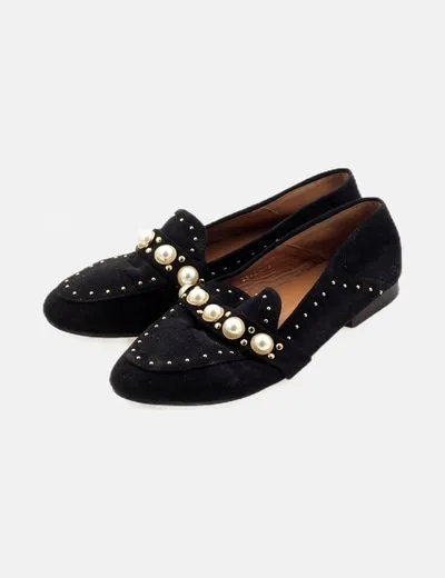 Chassé Mocasín negro perlas