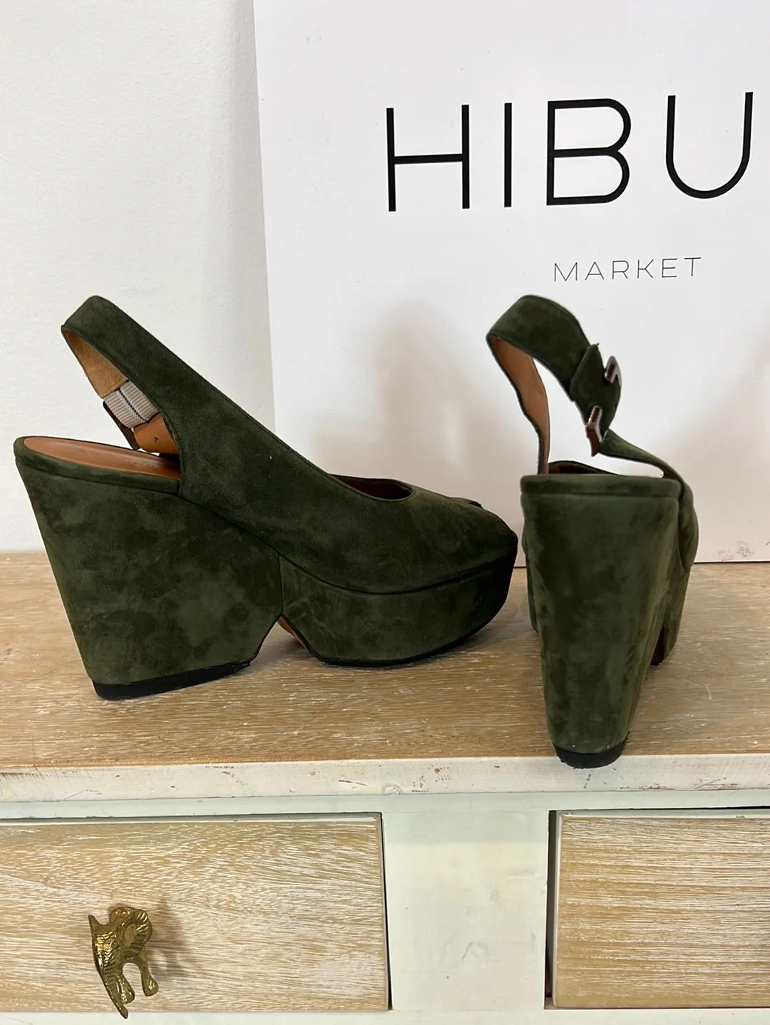 CLERGERIE. Sandalias plataforma verde  T.39