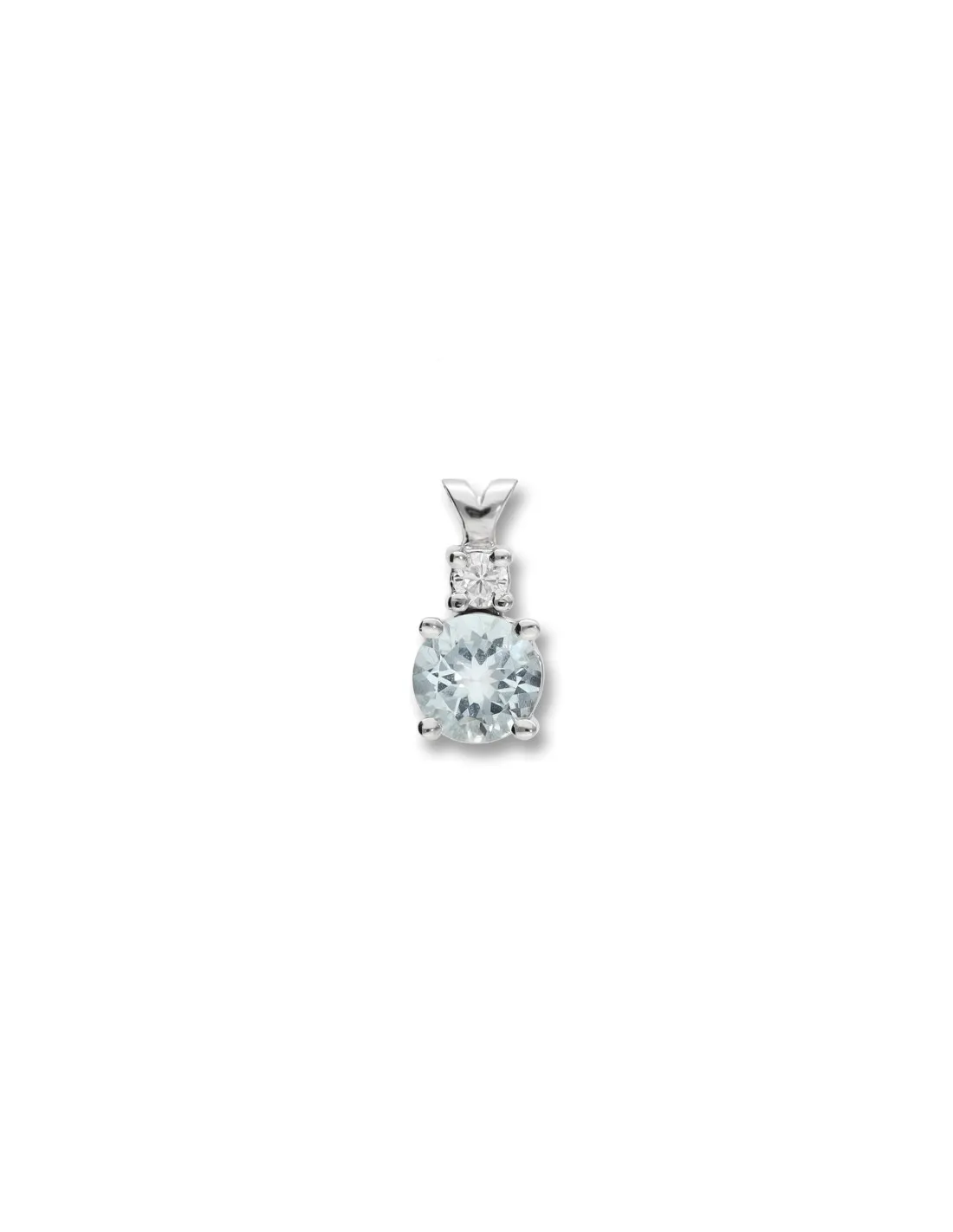 Colgante Oro Blanco, Aguamarina Y Diamante