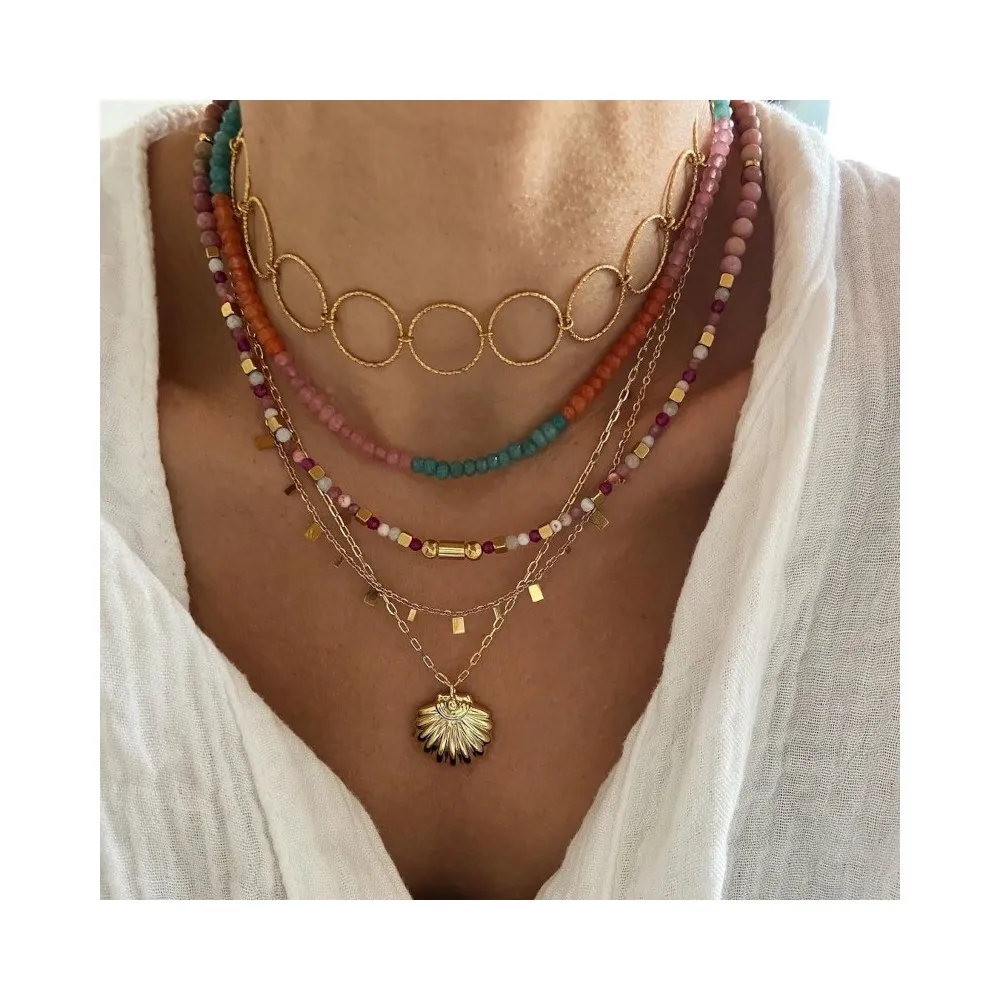 Collar Sabina Rodonita Oro