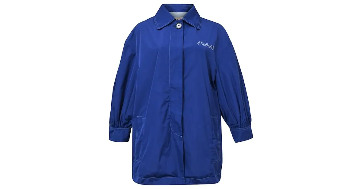 Cortavientos Marni Logo en nylon azul 