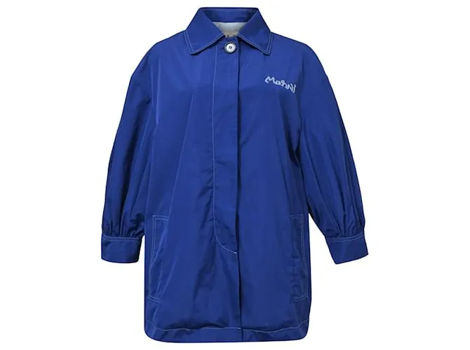 Cortavientos Marni Logo en nylon azul 
