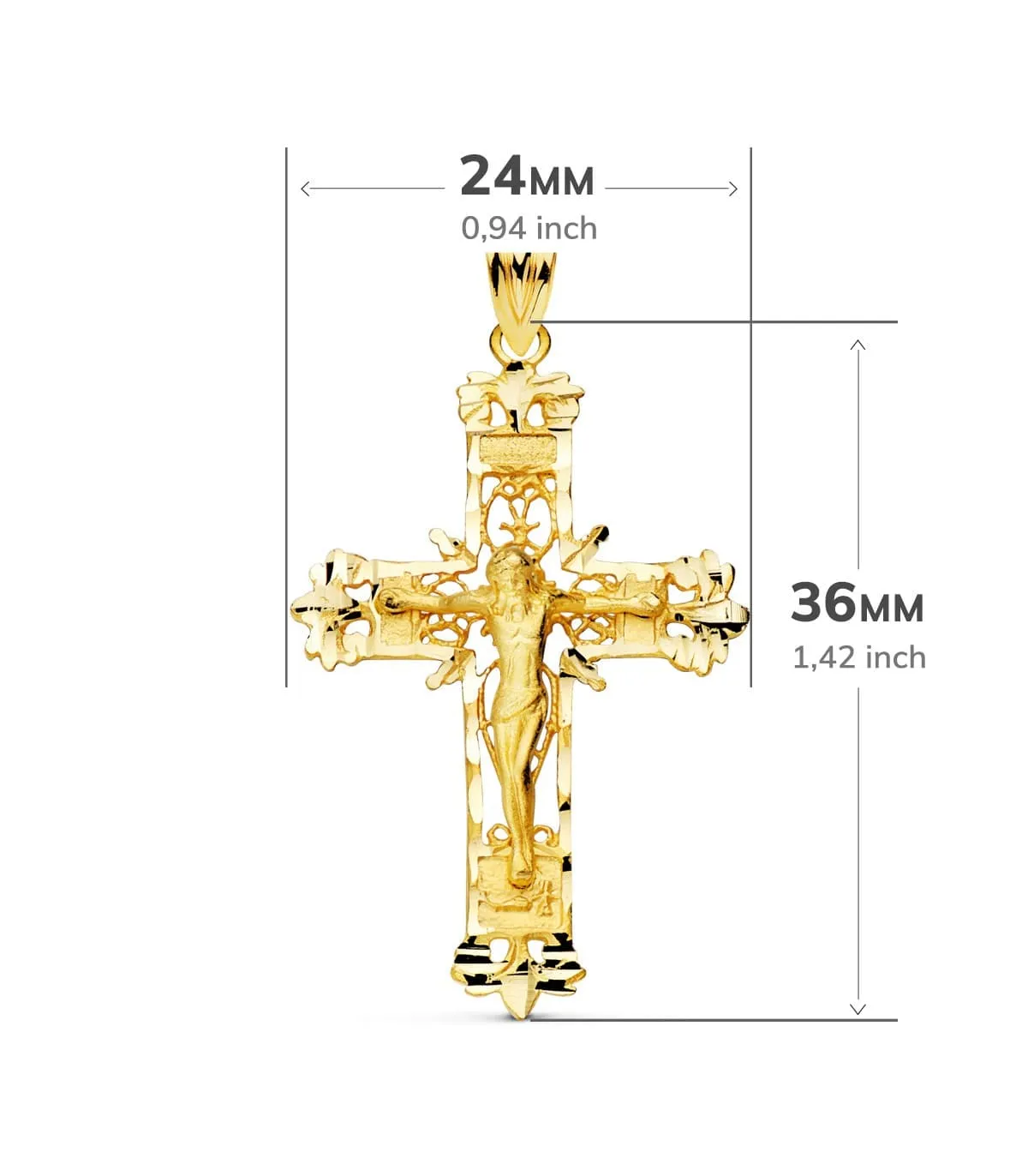 Cruz Filigrana Cristo Oro Amarillo 18K 36mm
