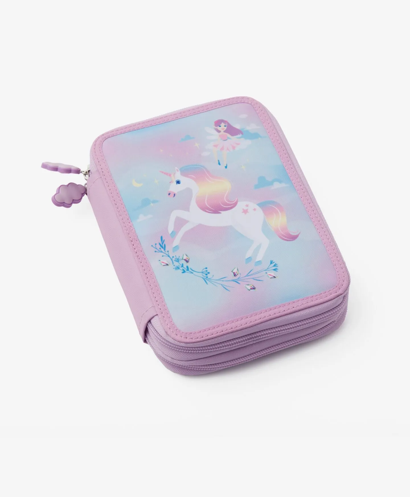 Estuche morado con equipamiento