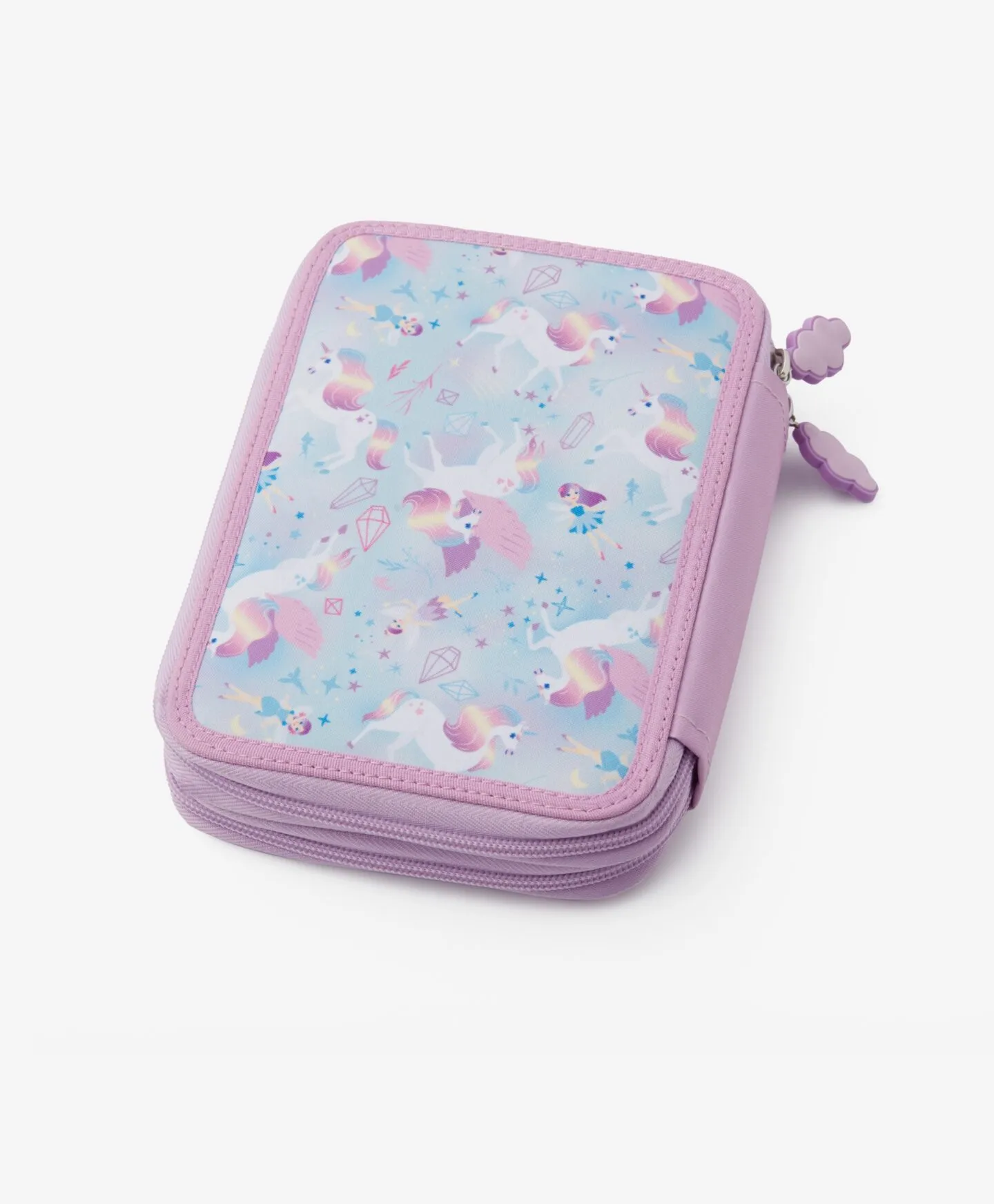 Estuche morado con equipamiento