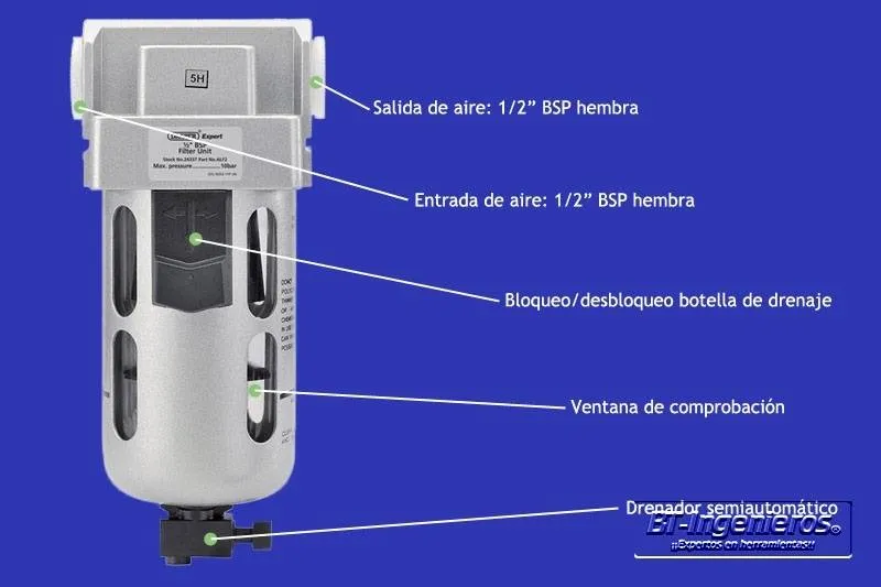Filtro de aire para compresor de 1/2"