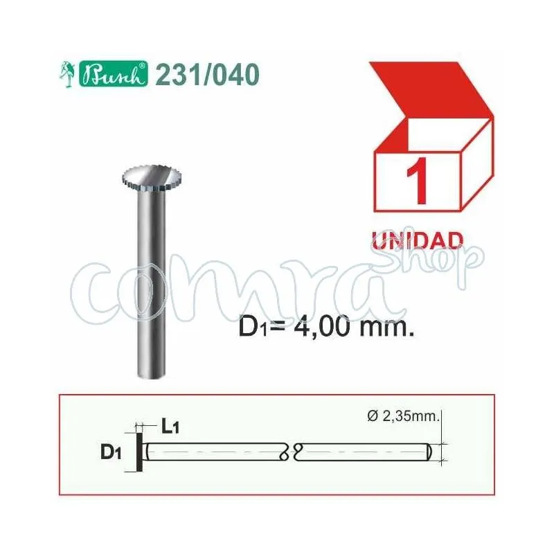 Fresa Acero Circular 4,00mm. Fig.231 C/1