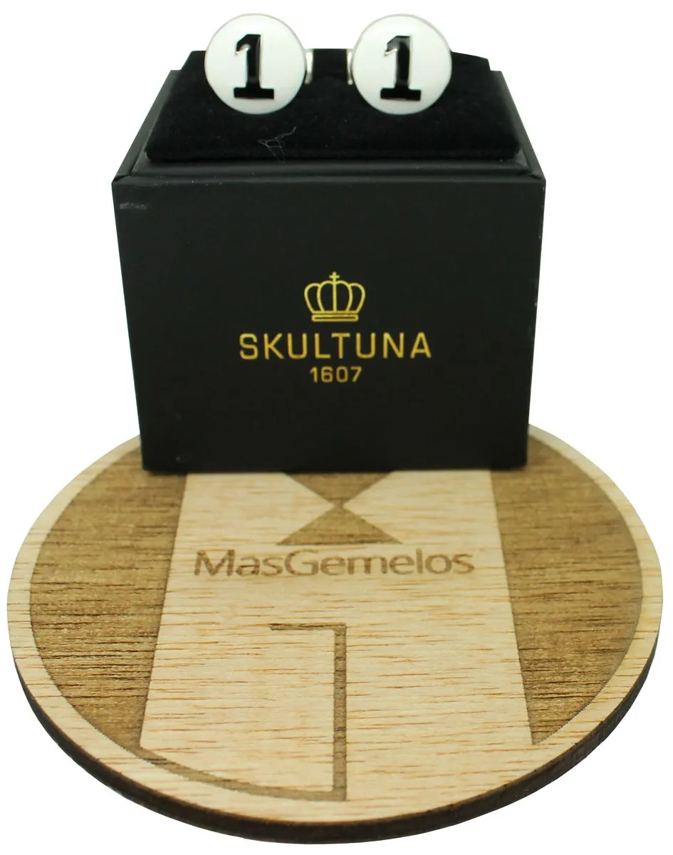 GEMELOS PARA CAMISA SKULTUNA RACER PLATEADO  BLANCO