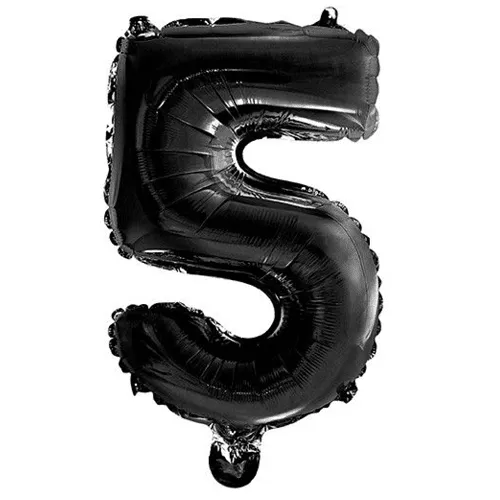 Globo De Cumpleaños Numero 5 45 Cm Negro