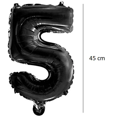 Globo De Cumpleaños Numero 5 45 Cm Negro