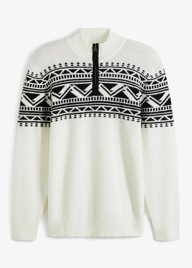 JERSEY ESTILO TROYER BLANCO LANANEGRO CON PATRóN NóRDICO