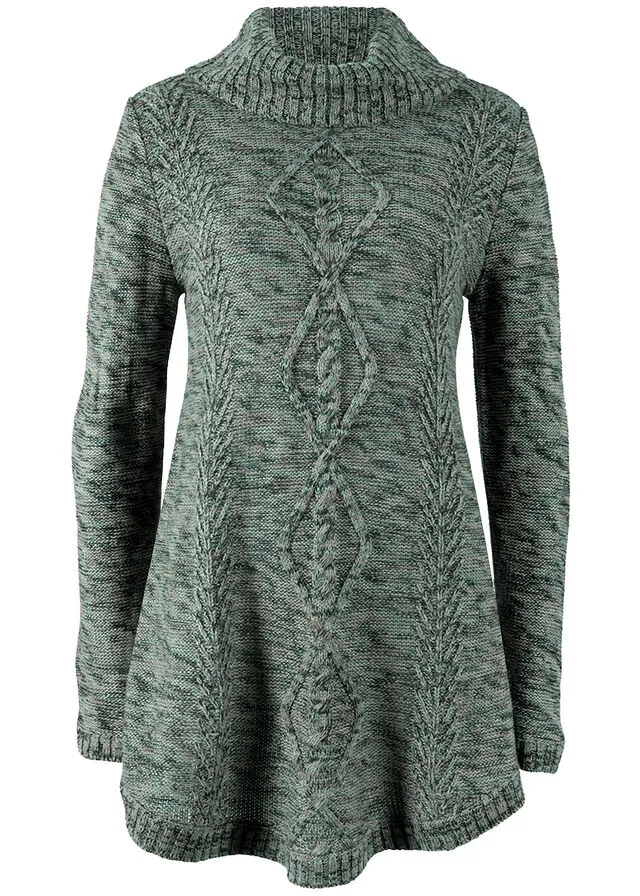 Jersey tipo poncho de manga larga verde intenso moteado