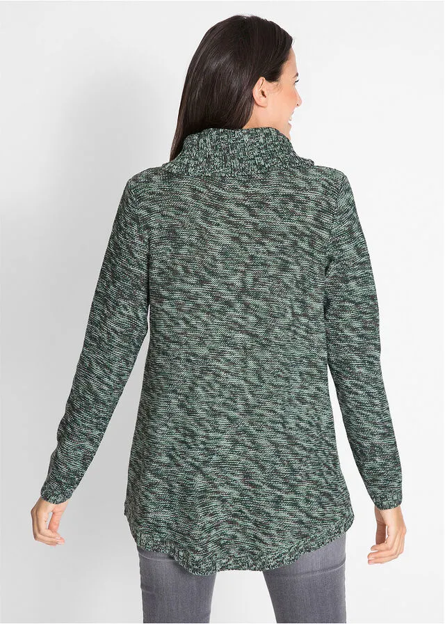 Jersey tipo poncho de manga larga verde intenso moteado
