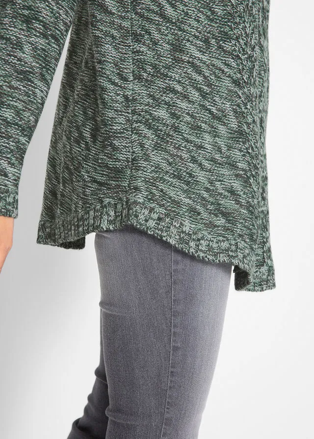 Jersey tipo poncho de manga larga verde intenso moteado