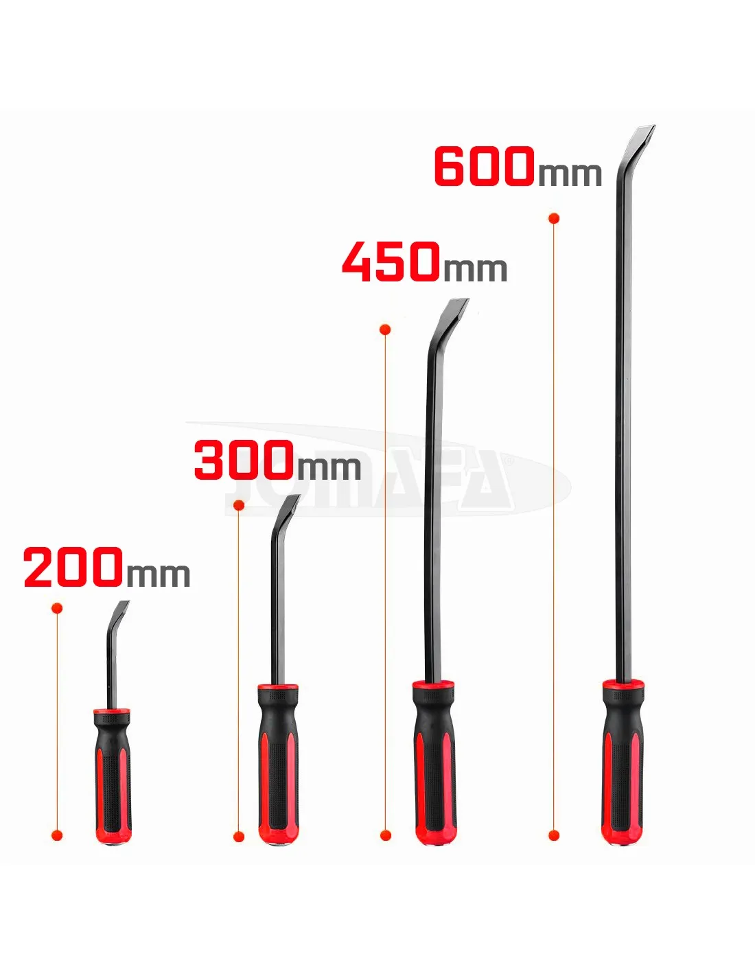 Juego de 4 palancas de golpeo de 200, 300, 450 y 600mm con estuche