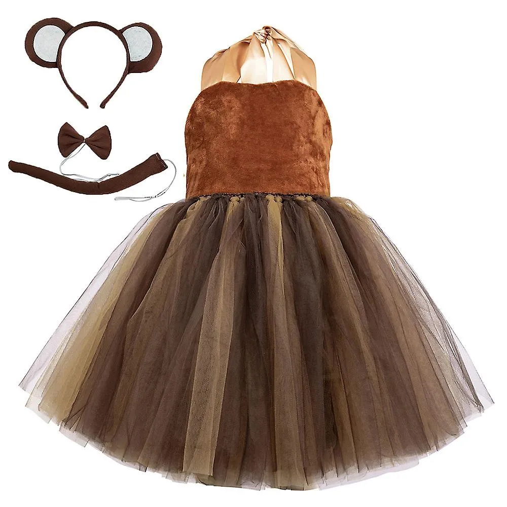 Jungle Animal Set Girls Tutu Dress Brown Bear Role Playing Dress Girl Dress Halloween Festival Performance Dance Dress