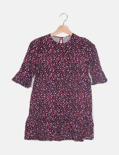 KIDS ONLY Vestido negro estampado animal print multicolor