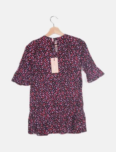 KIDS ONLY Vestido negro estampado animal print multicolor