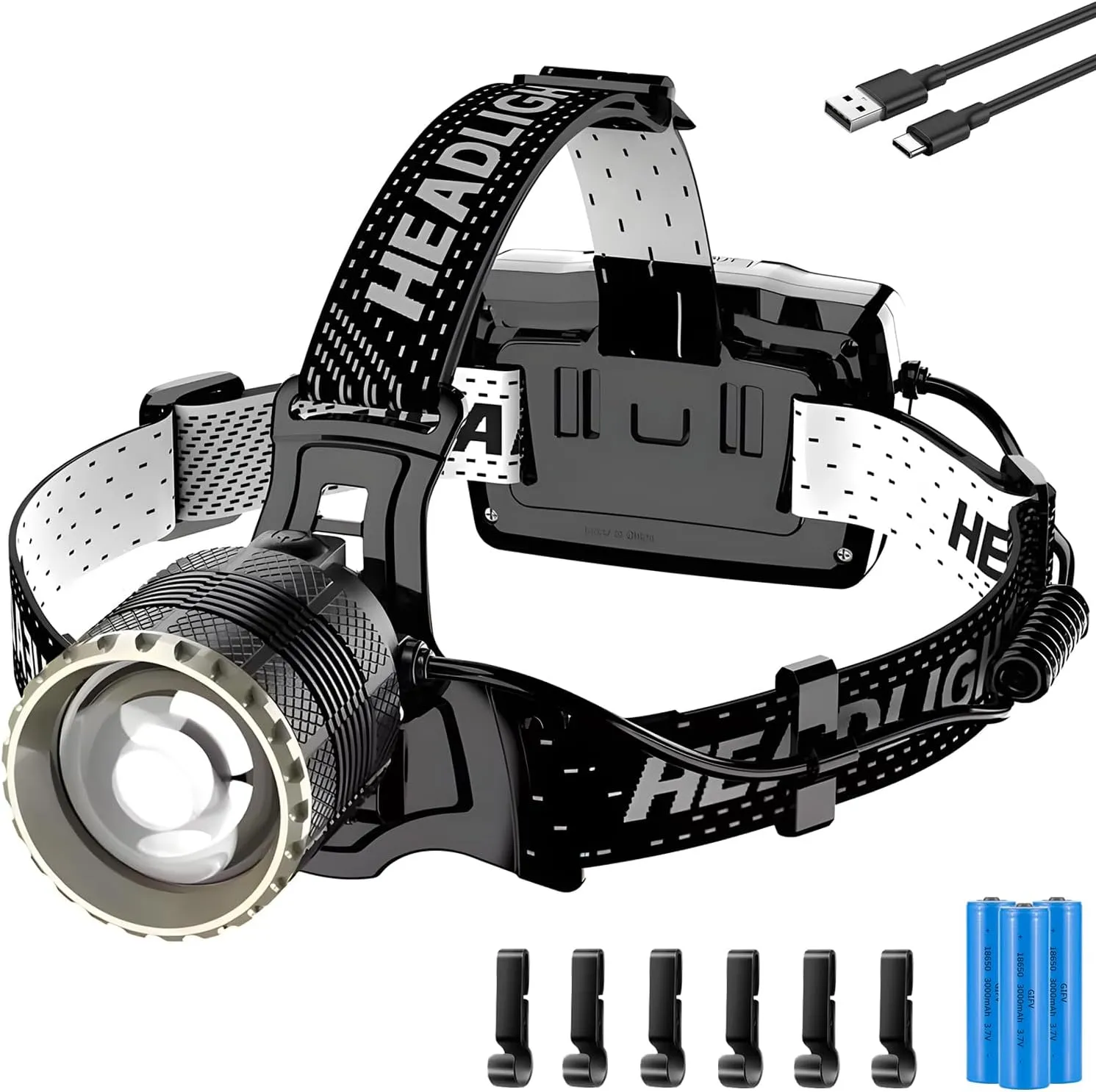 LEKIA LINTERNA FRONTAL LED RECARGABLE USBC  ALTA POTENCIA 90000 LUMENS 4 MODOS LINTERNA CABEZA RECARGABLE CON SENSOR  BATERíA D