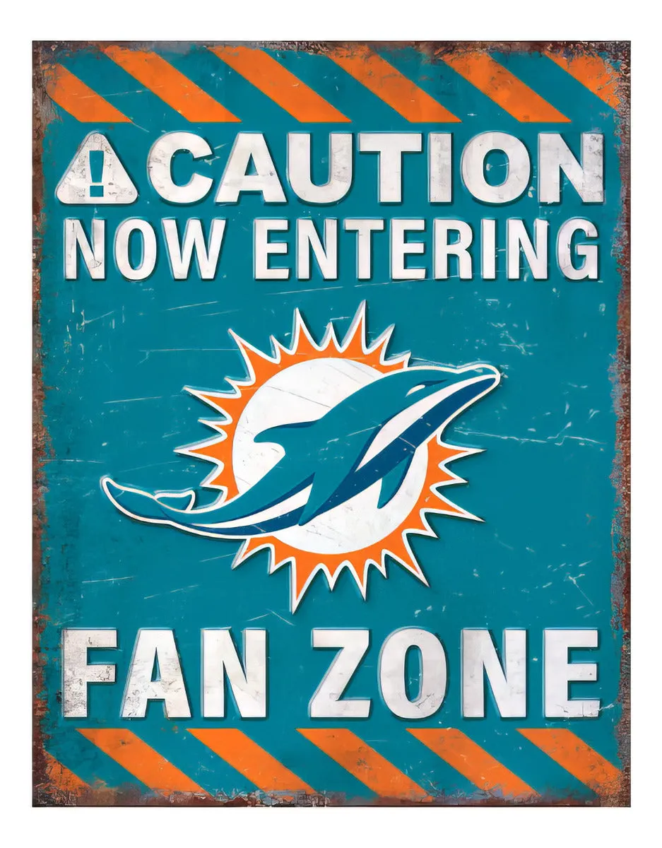 Letrero Fan Creations Metálico Fan Zone Miami Dolphins