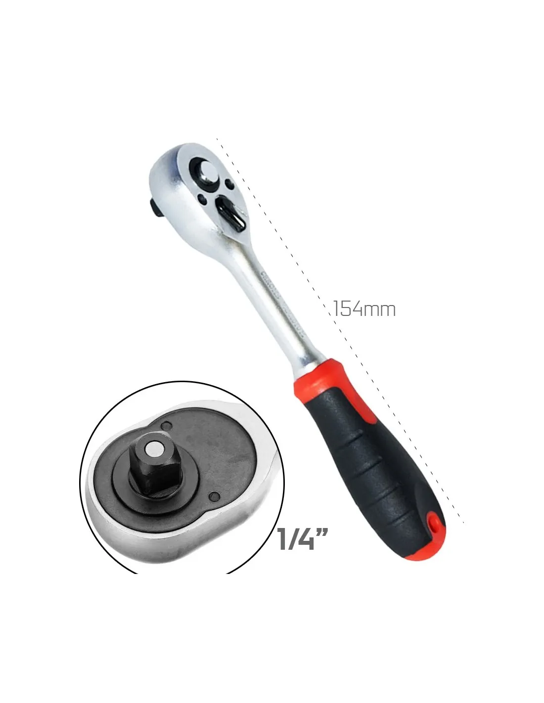 LLAVE DE CARRACA REVERSIBLE 1/4" 72 DIENTES  154MM ACERO CRV