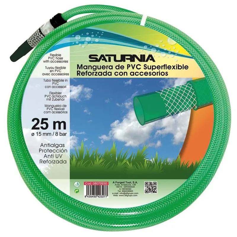 MANGUERA LATFLEX REFORZADO 15 MM.   5/8" ROLLO 25 METROS CON ACCESORIOS