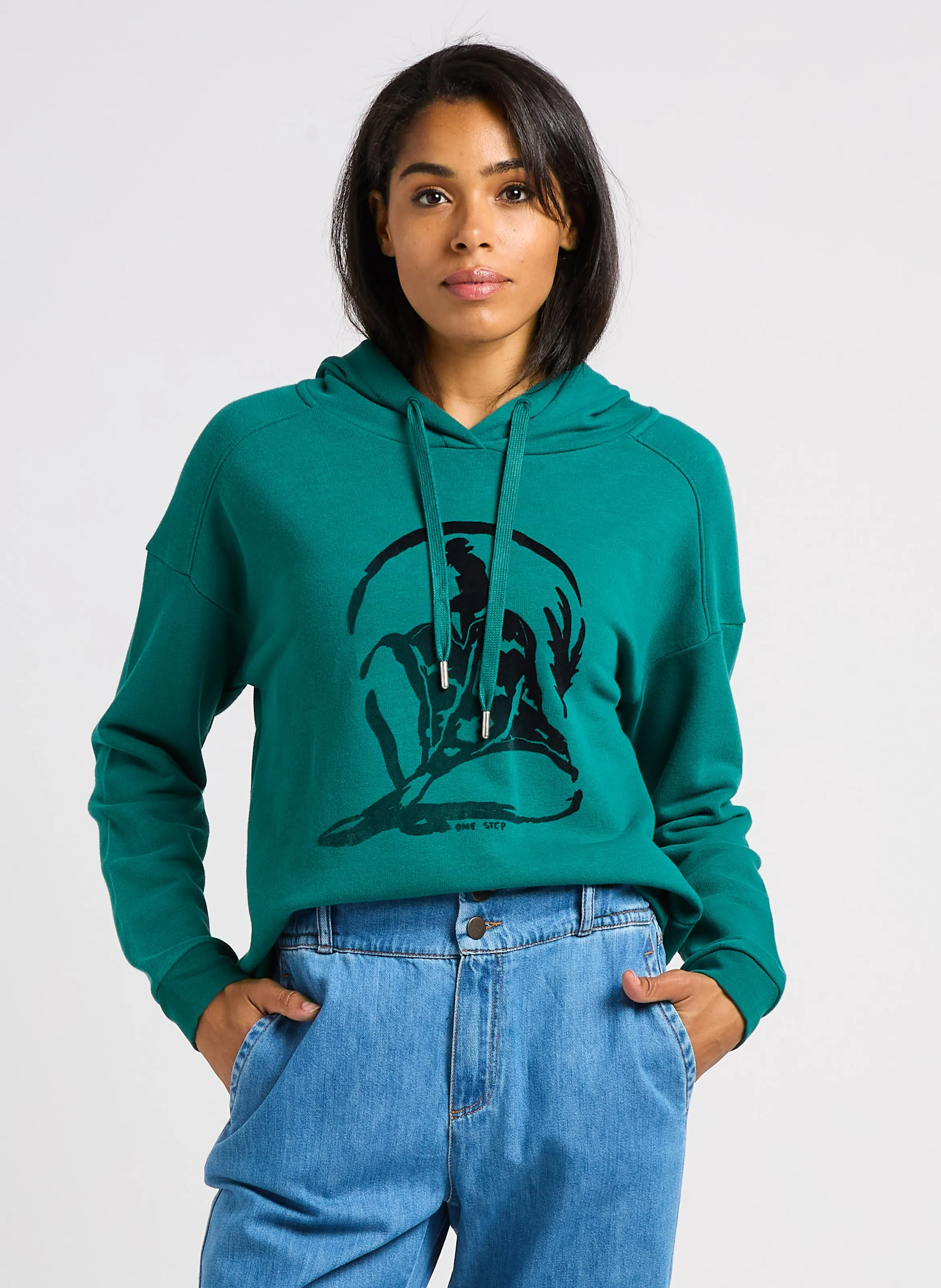 MAORI  SUDADERA CON CAPUCHA RECTA DE ALGODóN MEZCLADO EN VERDE